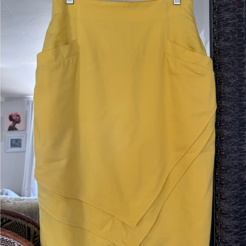 Escada Asymmetrical Yellow Skirt